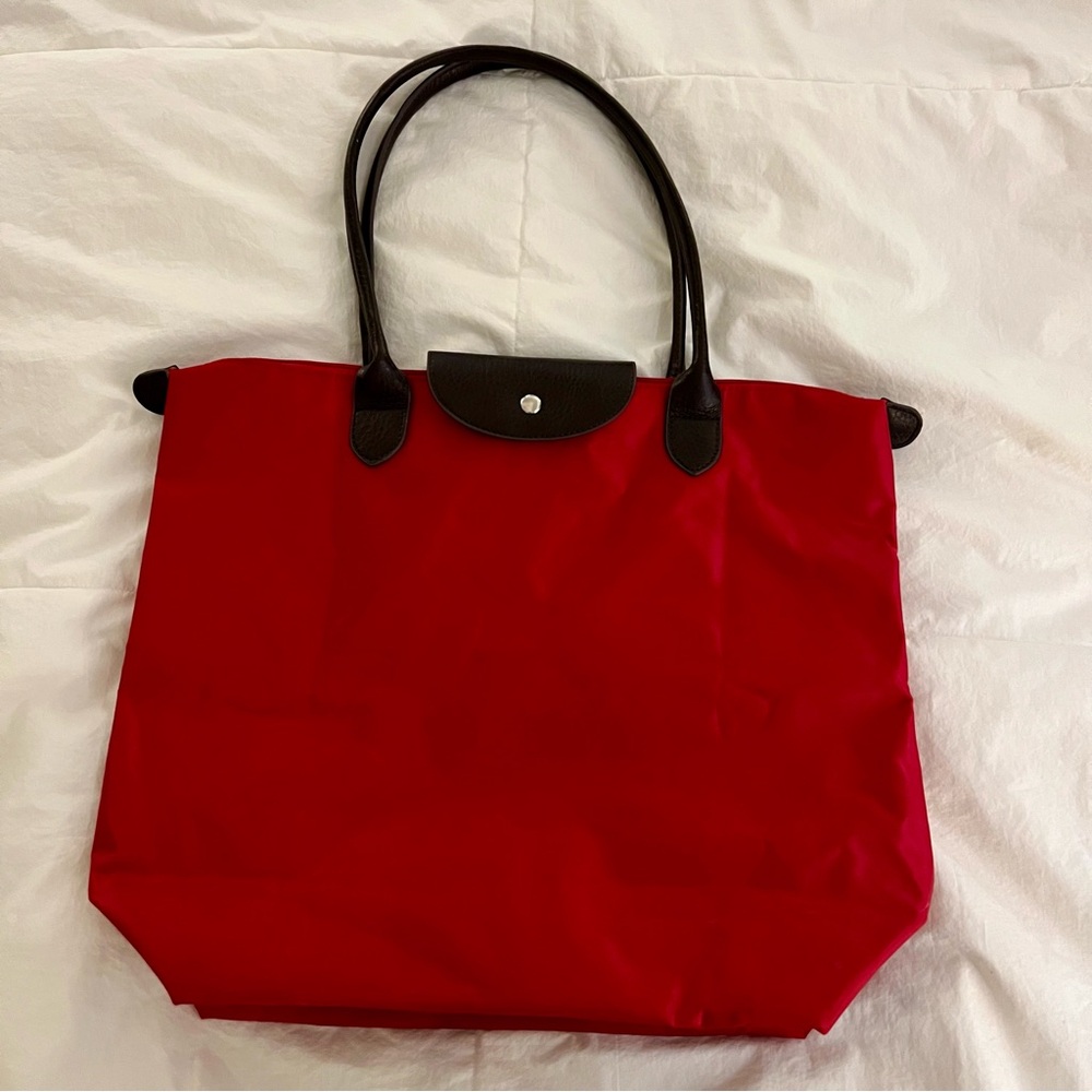 COPY - Longchamp Le Pliage style nylon and leather tote
